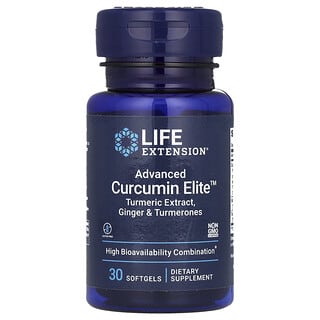 Life Extension, Extrait de curcuma Curcumin Elite, gingembre et curcuma, 30 capsules à enveloppe molle