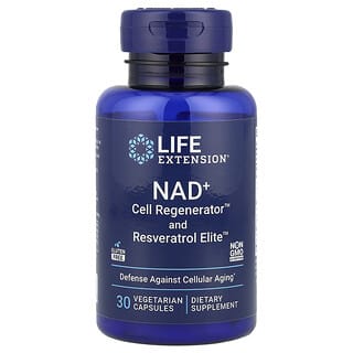 Life Extension‏, מחדש תאי NAD+ ורזברטרול,  30 כמוסות צמחוניות