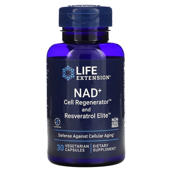 Life Extension, NAD+ Cell Regenerator and Resveratrol Elite, 30 Vegetarian Capsules