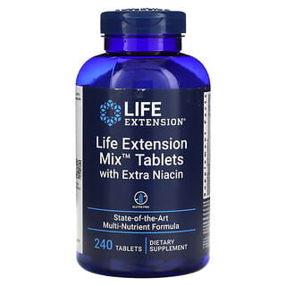 Life Extension, Comprimidos de Mix para Prolongamento da Vida com Niacina Extra, 240 Comprimidos