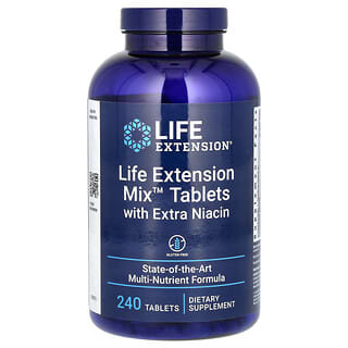 טבליות Life Extension Mix‎ עם תוספת ניאצין, 240 טבליות