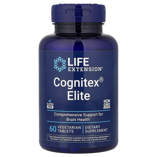 Life Extension, Cognitex® Elite, Suplemento para favorecer la salud cerebral, 60 comprimidos vegetales