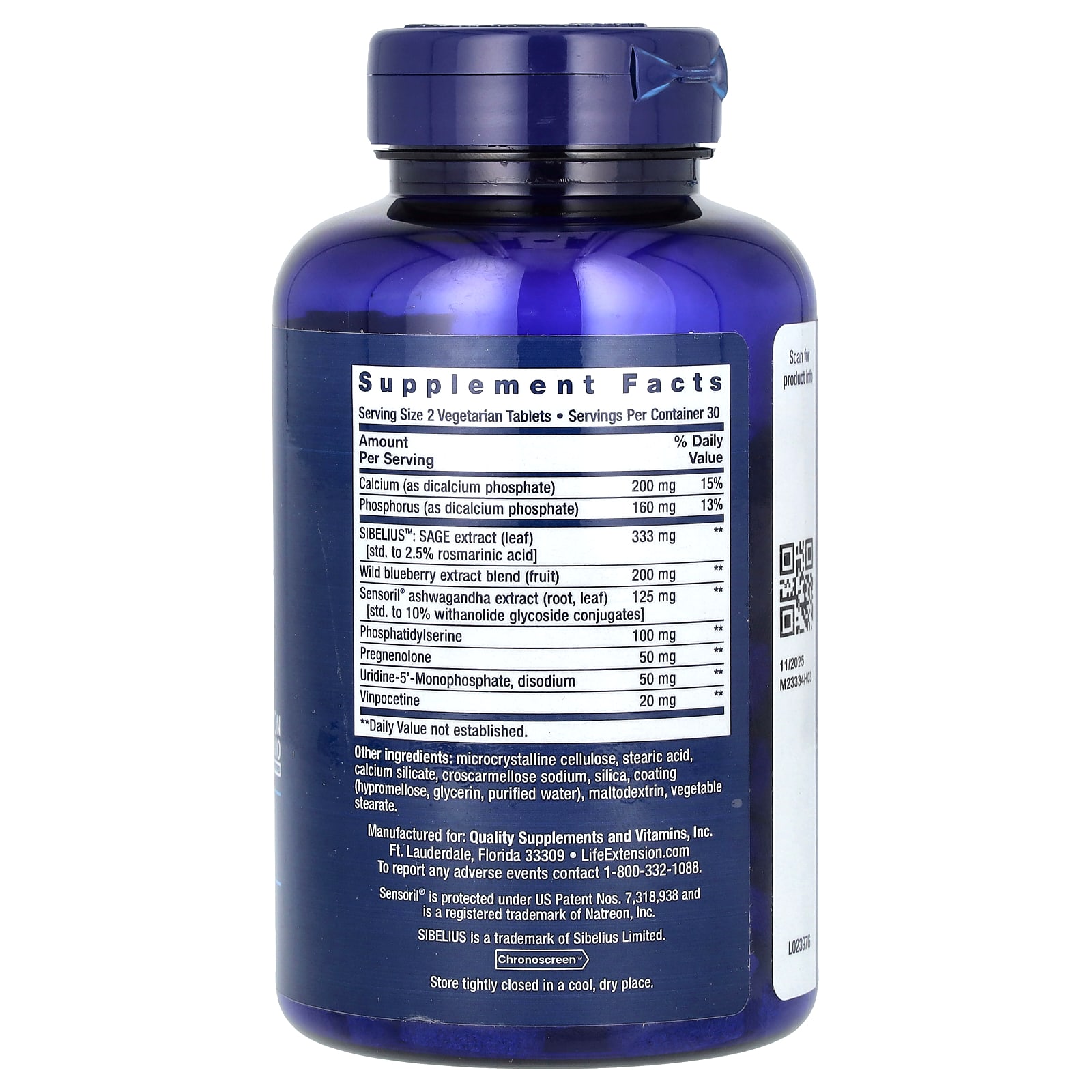 Life Extension, Cognitex Elite Pregnenolone, 60 Vejetaryen Tablet