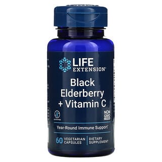 Life Extension, 黑接骨木果 + 维生素 C，60 粒素食胶囊