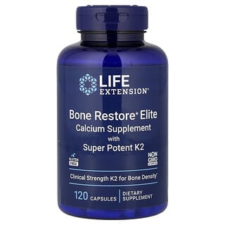 لايف إكستانشن‏, Bone Restore Elite ، مكمل غذائي من الكالسيوم مع فيتامين ك 2 الفائق ، 120 كبسولة