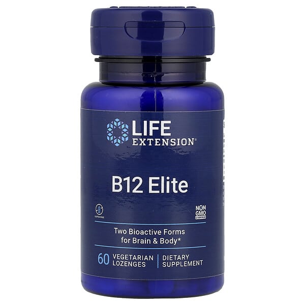 Life Extension, B12 Elite บรรจุเม็ดอมมังสวิรัติ 60 เม็ด (เม็ดละ 1,000 มคก.)