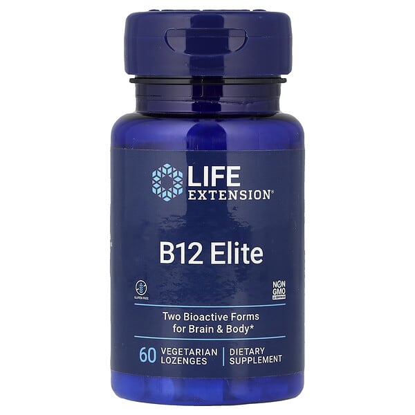 Life Extension, B12 Elite บรรจุเม็ดอมมังสวิรัติ 60 เม็ด (เม็ดละ 1,000 มคก.)