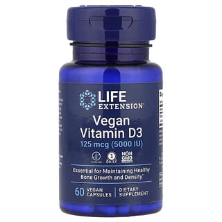 Life Extension, Vitamina D3 vegană, 125 mcg (5000 UI), 60 capsule vegane