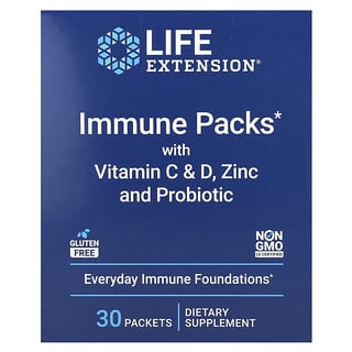 Life Extension, Sachets de soutien immunitaire avec vitamines C et D, zinc et probiotiques, 30 sachets