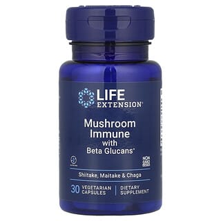 Life Extension, Mushroom Immune com Beta Glucans, 30 Cápsulas Vegetarianas