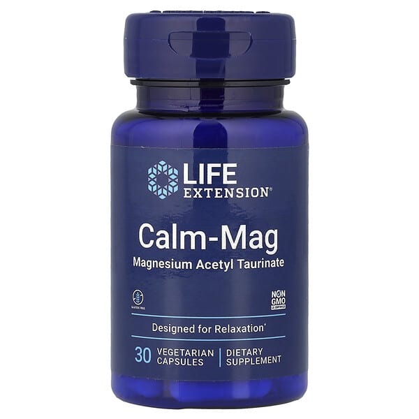 Life Extension, Calm-Mag, Magnesiumacetyl Taurinat, 30 Vegetariska Kapslar