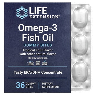 Life Extension, Omega-3 Fish Oil Gummy Sweets, Tropical Fruit, 36 Gummy Sweets (750 mg per Gummy Sweet)
