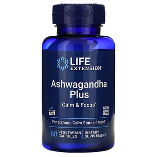 Life Extension, Ashwagandha Plus, 60 вегетарианских капсул