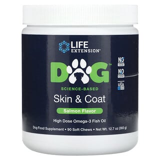 Life Extension, 狗狗，皮膚和毛髮，鮭魚味，90 片咀軟嚼片，12.7 盎司（360 克）