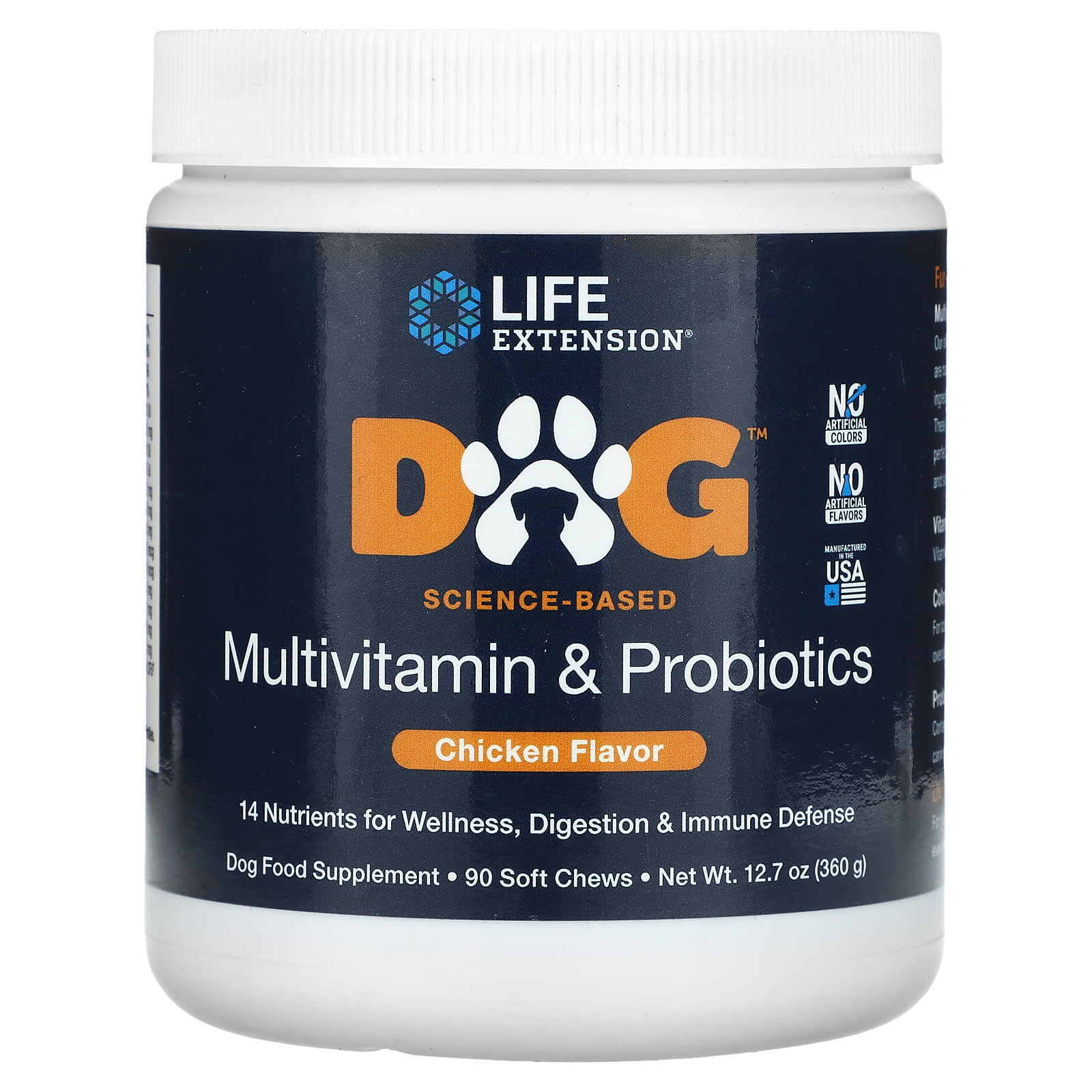 Life Extension, Dog, Multivitamin & Probiotics, Chicken, 90 Soft Chews 