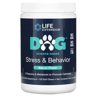 Life Extension, Dog, Stress & Behavior, Bacon, 120 friandises molles à mâcher, 480 g