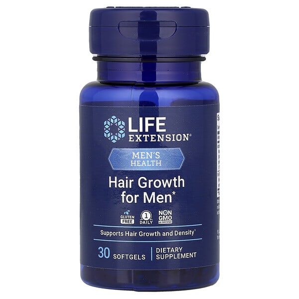 Life Extension, 남성 건강, 남성용 모발 성장, 소프트젤 30정