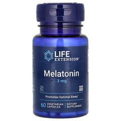 Life Extension, Mélatonine, 3 mg, 60 capsules végétariennes