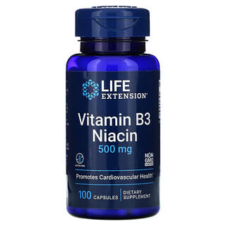 Life Extension, Vitamina B3 y niacina, 500 mg, 100 cápsulas