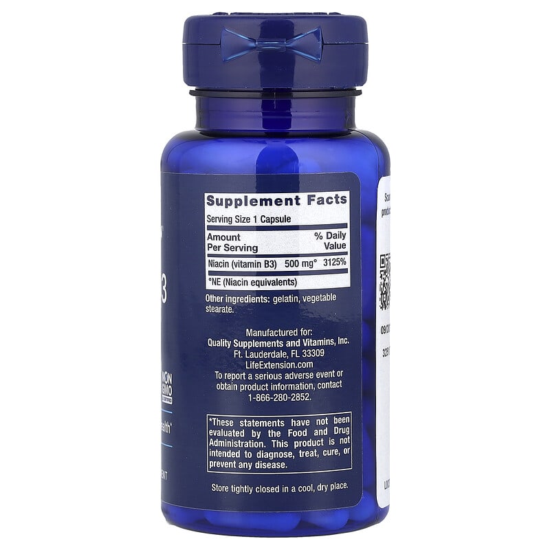 ビタミンB3ナイアシン、500 mg、100カプセル