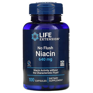 Life Extension, ниацин, не вызывает приливов крови, 640 мг, 100 капсул