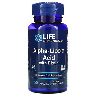 Life Extension, Ácido Alfa-Lipoico com Biotina, 60 Cápsulas