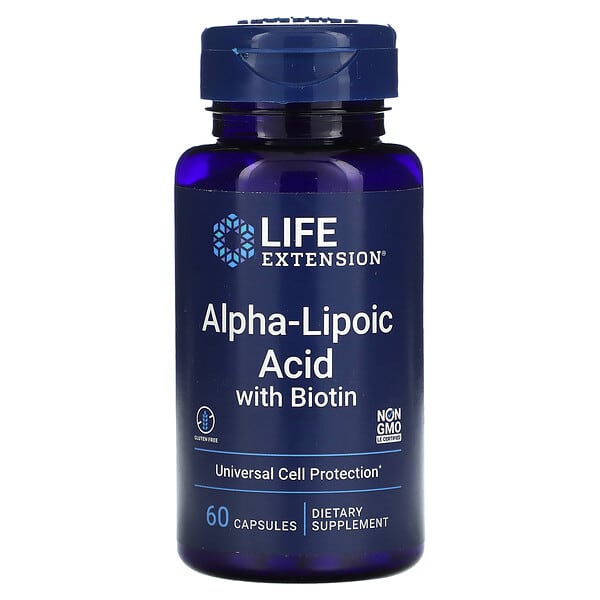 Life Extension, ビオチン配合アルファリポ酸、60粒
