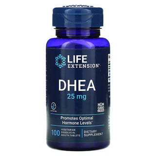 Life Extension, DHEA، 25 ملغ، 100 قرص تذوب في الفم