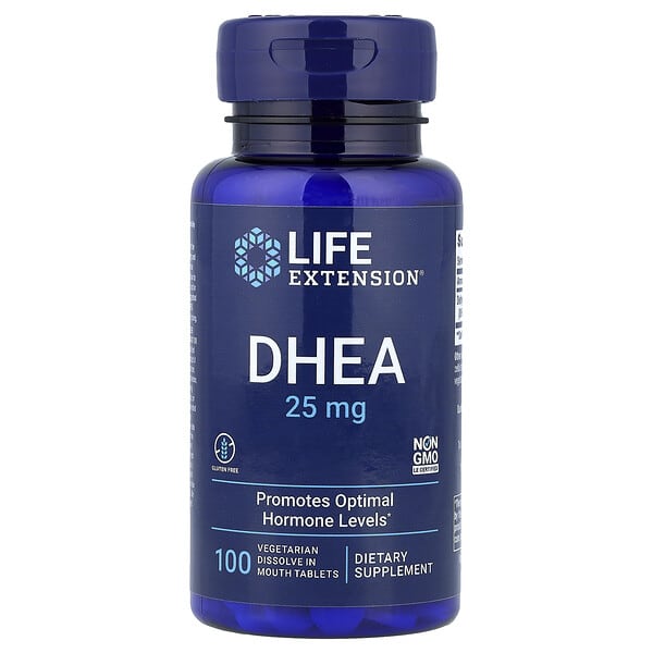 Life Extension, DHEA, 25 mg, 100 Vegetarian Dissolve in Mouth Tablets