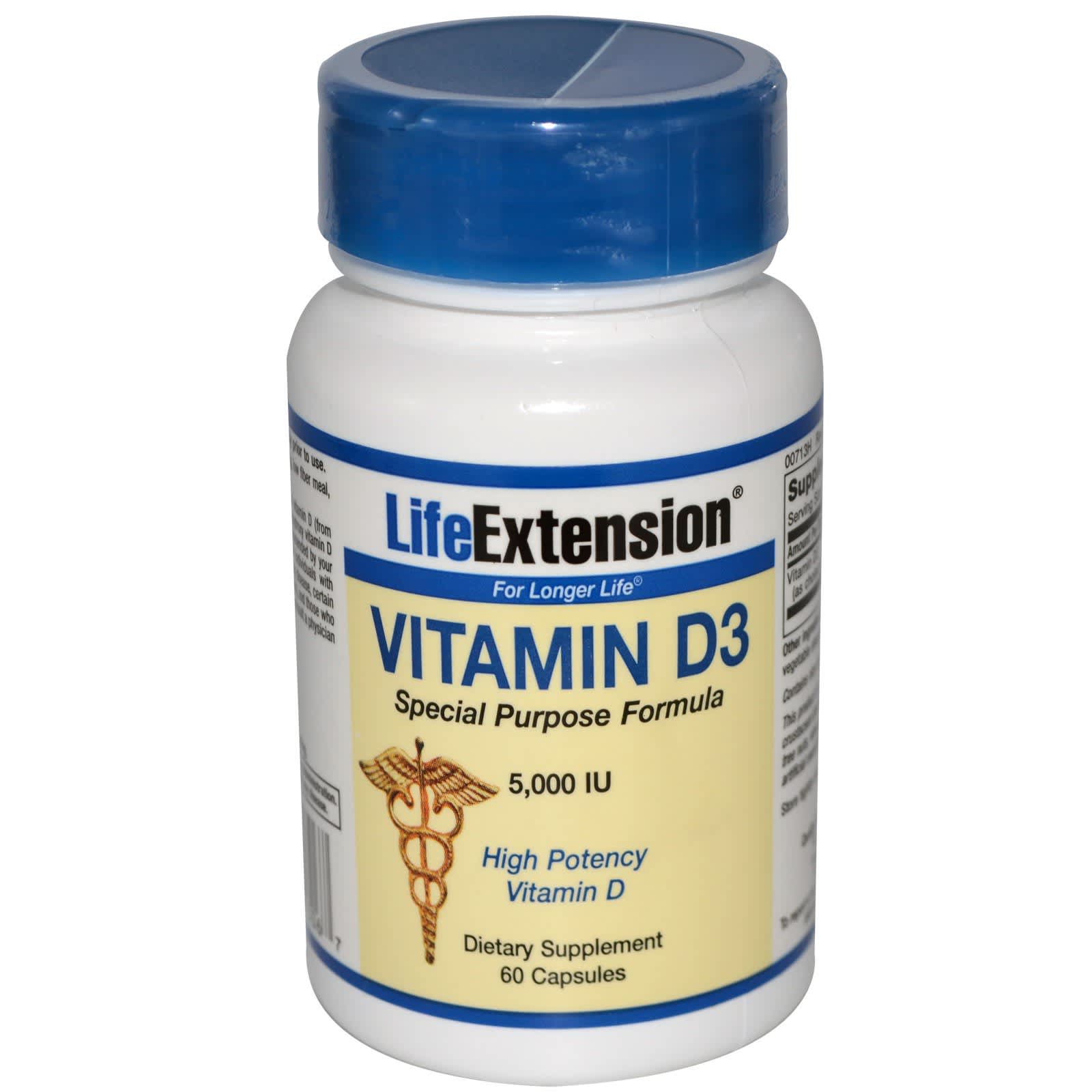 Life Extension, Vitamin D3, 5,000 IU, 60 Capsules (Discontinued Item)