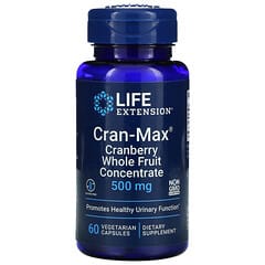 Life Extension‏, Cran-Max, תרכיז חמוציות של פירות מלאים, 500 מ“ג, 60 כמוסות צמחוניות