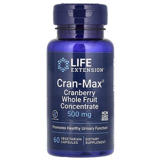Life Extension, Cran-Max, koncentrat żurawinowy z całych owoców, 500 mg, 60 kapsułek wegetariańskich