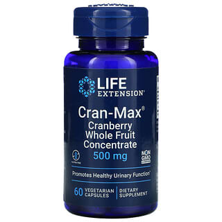 Life Extension, Cran-Max, 크랜베리 통과일 농축액, 500 mg, 60 식물성 캡슐