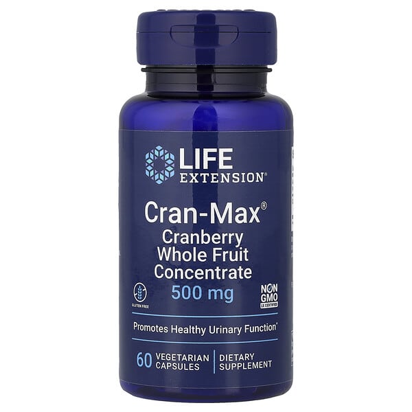 Life Extension, Cran-Max, 크랜베리 통과일 농축액, 500 mg, 60 식물성 캡슐