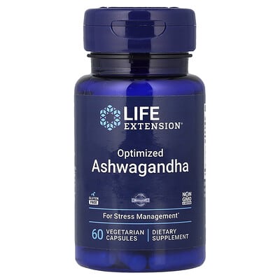 Life Extension, Optimised Ashwagandha, 60 Vegetarian Capsules (125 mg per Capsule)