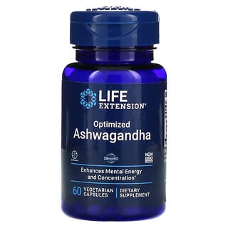 Life Extension, оптимізована ашваганда, 60 вегетаріанських капсул