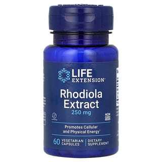 Life Extension, екстракт родіоли, 250 мг, 60 вегетаріанських капсул