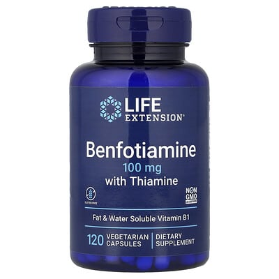 Life Extension, Benfotiamine with Thiamine, 100 mg, 120 Vegetarian Capsules