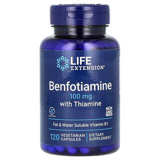 Life Extension, бенфотиамин с тиамином, 100 мг, 120 вегетарианских капсул