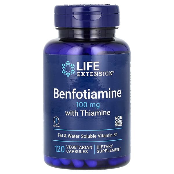 Life Extension, Benfotiamine + thiamine, 100 mg, 120 capsules végétariennes