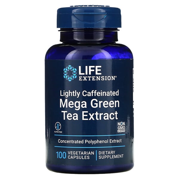 Life Extension, Mega extracto de té verde, Con poca cafeína, 100 cápsulas vegetales