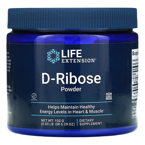 Life Extension‏, אבקת D-ריבוז (D-Ribose), 150 גרם (5.29 oz)