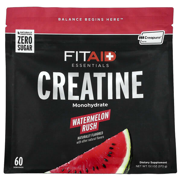 FITAID, Essentials, 크레아틴, 워터멜론 러시, 372g(13.1oz)