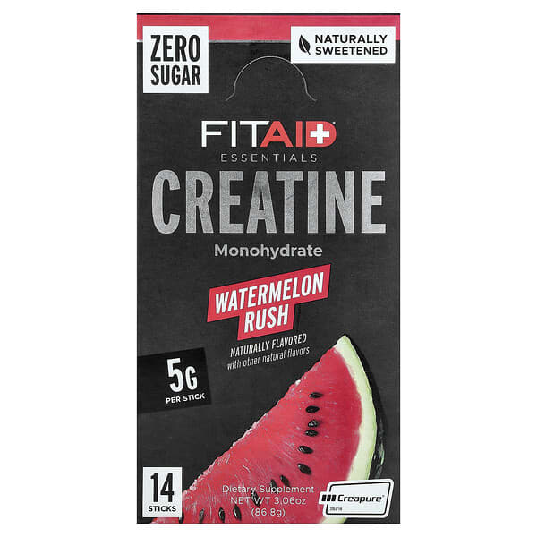 FITAID, Essentials, Creatine Monohydrate, Watermelon Rush, 14 Sticks, 0.22 oz (6.2 g) Each