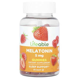 Lifeable, Gomas de Melatonina, Fruto Silvestre, 5 mg, 60 Gomas