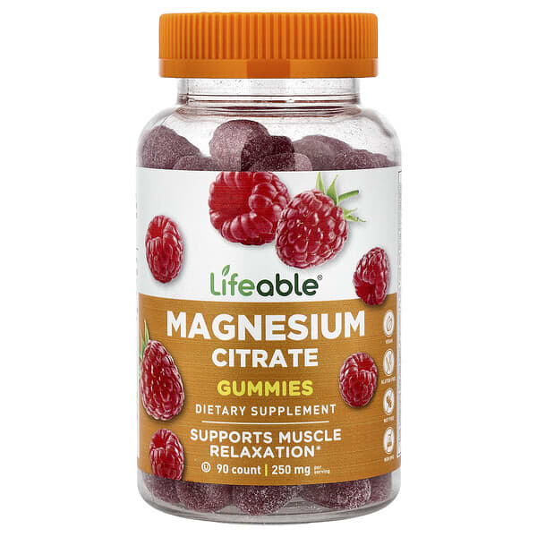 Lifeable, 마그네슘시트레이트 구미젤리, 라즈베리, 구미젤리 90개(구미젤리 1개당 83.3mg)