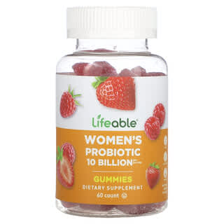Lifeable, жевательные таблетки с пробиотиками для женщин, со вкусом ягод, 10 млрд, 60 жевательных таблеток (5 млрд КОЕ в одной жевательной таблетке)