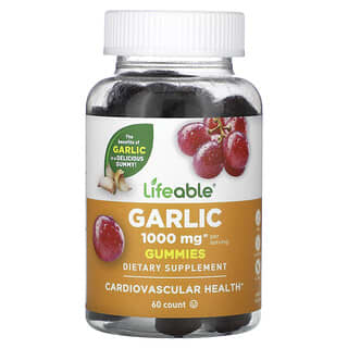 Lifeable, Garlic Gummies, Knoblauch-Fruchtgummis, Traube, 1.000 mg, 60 Fruchtgummis (500 mg pro Fruchtgummi)