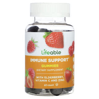 Lifeable, Immune Support Gummies with Elderberry, Vitamin C and Zinc, Natural Berry, 60 Gummies