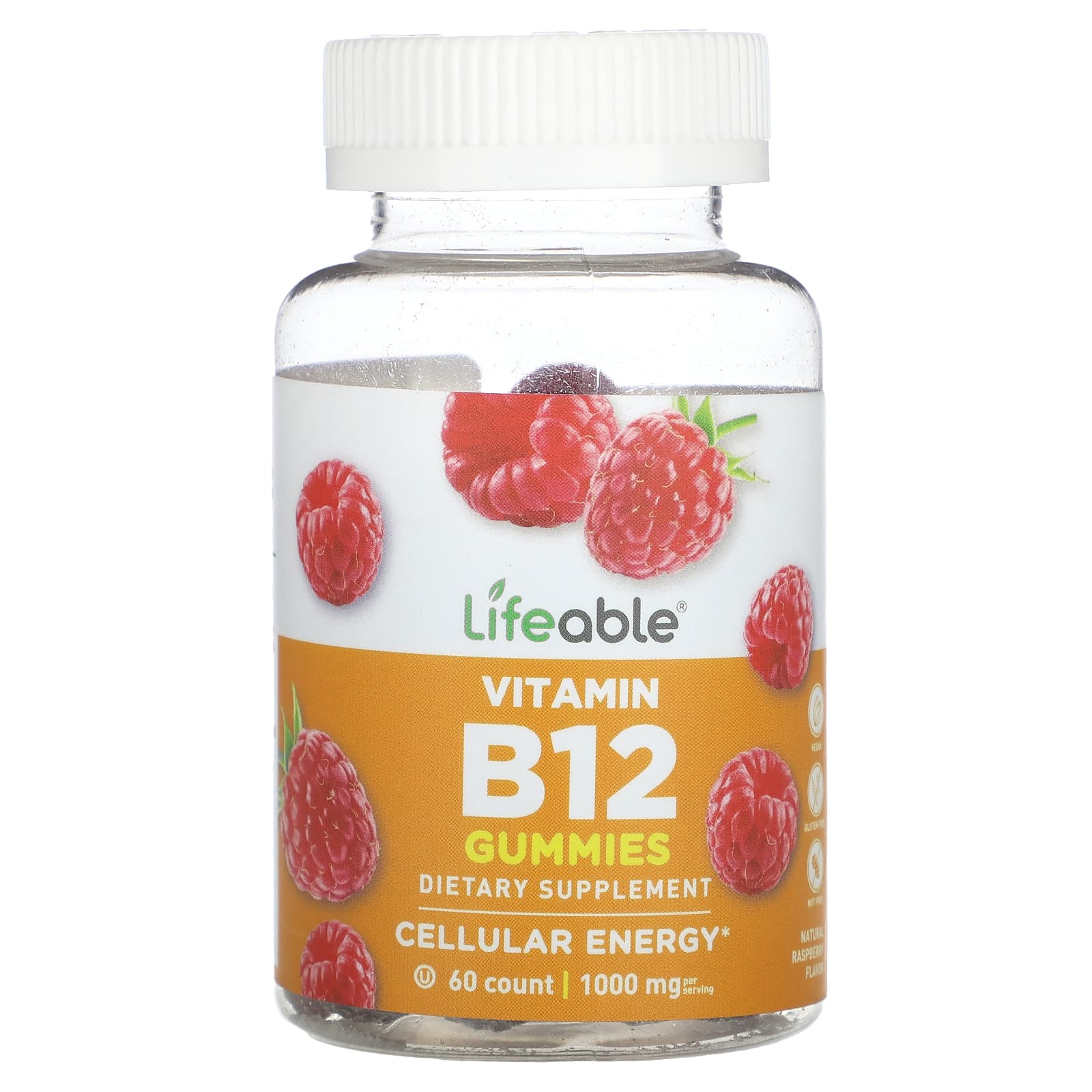 Lifeable, Vitamin B12 Gummies, Natural Raspberry, 1,000 Mg, 60 Gummies ...